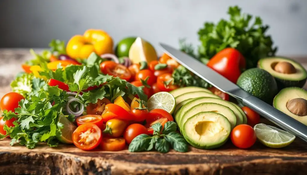 Quick and tasty salad prep ingredients Quick and tasty salad prep ingredients